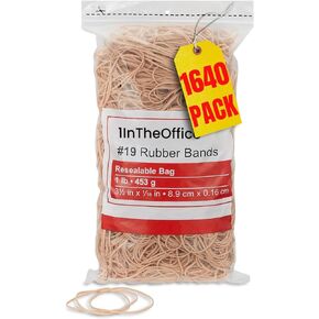 1InTheOffice Rubber Band #19, Heavy Duty Rubber Bands, Beige, Size 19, 1640 Pack