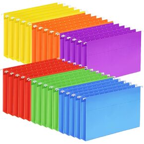 30 Pack Hanging File Folders, Letter Size with 1/5-Cut Adjustable Tabs, 6 Selected Color - File Folder Organizer for Filing Cabinet Office Home, Designed for Bulky Files, Medical Charts