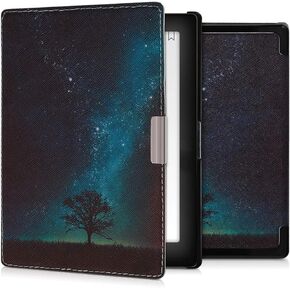 kwmobile Case Compatible with Kobo Aura Edition 1 Case - eReader Cover - Cosmic Nature Blue/Grey/Black