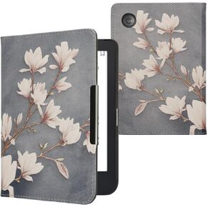 kwmobile Case Compatible with Kobo Clara 2E / Tolino Shine 4 Case - PU Cover w/Strap - Travel Black/Multicolor