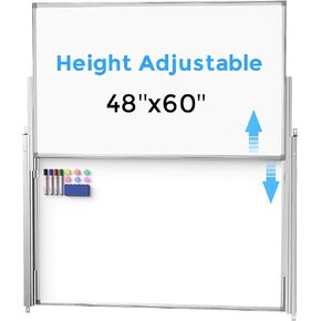 MaxGear Large Dry Erase Board with Stand for Wall, 48 x 60 inches Magnetic White Board Height Adjustable, Slide Up and Down Wall Mount Whiteboard for Office, School, Classroom