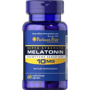 Puritan's Pride Super Strength Melatonin 10mg Rapid Release Capsules, 60-Count