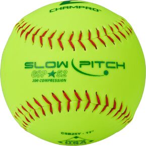 Champro ASA 11" Slow Pitch Softballs with Durahide Cover and .52 COR, 12 Pack