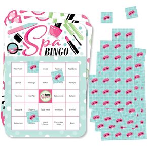 Big Dot of Happiness Spa Day - Bingo Cards and Markers - Girls Makeup Party Bingo Game - Set of 18