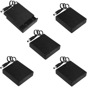 WMYCONGCONG 5 PCS DC 5.5x2.1mm Male Connector 4x1.5V 6V Battery Holder Case Box Wired On/Off Switch w/Cover
