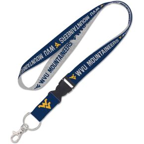 West Virginia University Mountaineers Lanyard with Detachable Buckle 1" Width - Heathered/Jersey Print