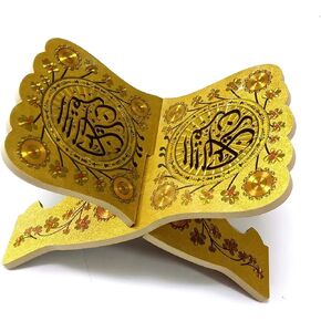KYMY Muslim Al-Quran Rehal Book Stand,Foldable Wooden Prayer Books Shelf for Koran Holy Bible Books,Eid Ramadan Reading Shelf for Muslim Eid Ramadan Religious Gift
