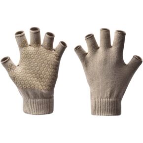 Non-Slip Yoga Pilates Gloves for Women, 1 Pair Fingerless Yoga Gloves with Silicone Dots, Workout Gloves for Training Beige