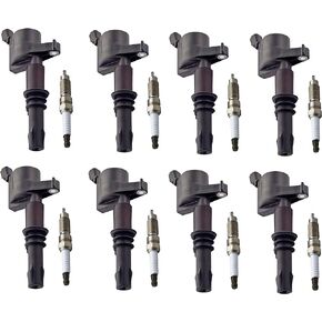 ENA Set of 8 Platinum Spark Plug and 8 Ignition Coil Pack Compatible with Ford 2005 2006 2007 2008 Explorer Sport Trac Mustang Mercury Mountaineer 4.6L V8 Replacement for FD508 SP514