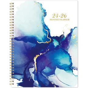 2024-2026 Monthly Planner/Calendar - Jul. 2024 - Jun. 2026, 9" × 11", Two-Year Monthly Planner 2024-2026 with Flexible Cover + Pockets - Waterink