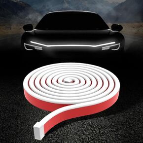 Dynamic Scan Start Up Hood Light Strip Sequential Flowing Turn Signal Lights Flexible LED Hood Glow Light for Car IP 68 Waterproof Daytime Running Light Strip for Cars,SUV,Trucks (59Inch White)