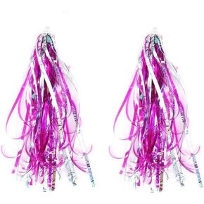 1 Pair(2pcs) Kids Bicycle Bike Scooter Handlebar Streamers Bicycle Grips Sparkle Tassel Ribbon Trike Handgrip Ribbons Baby Carrier Accessories for Girls Boys Bike Deco