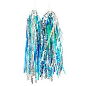 2 Pcs Bike Handlebar Scooter Streamers Bicycle Tassel Ribbon Bike Cycling Streamers Bike Grips Ribbon Colorful Bicycle Ribbons for Girls Boys Blue