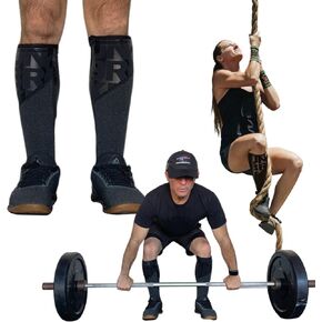 UNBROKENSHOP Shin Sleeves Pro Black 7mm Neoprene, Weightlifting, Deadlift, Rope Climb, Box Jumps for Men and Women, A Pair