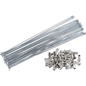 X AUTOHAUX 40pcs Bicycle Carbon Steel Spokes 12G Bike Spoke 306mm Length with Nipples for Most Bicycle Silver Tone