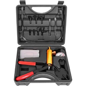 BIG RED Torin 16 Piece 2 in 1 Brake Bleeder Kit Hand Held Fluid Vacuum Gauge Pump Test Set with Storage Case, Black, ATRHS-A1998AR