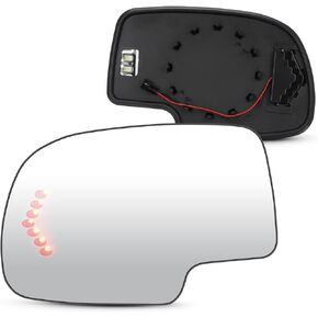 Left & Right Side Power Heated Mirror Glass with Turn Arrow Signal fit for 2003-2006 Cadillac Escalade ESV EXT Chevy Avalanche Silverado Suburban Tahoe, GMC Sierra Yukon Classic 1500 2500 3500 HD