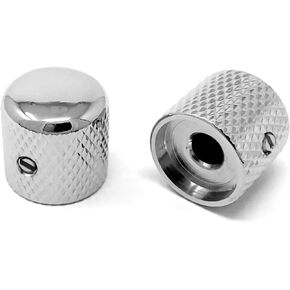 Black Metal Dome Knobs for Fender Telecaster Guitar and Precision P-Bass (Set of 2) 1/4 Inch Solid Shaft DK50US-BLK