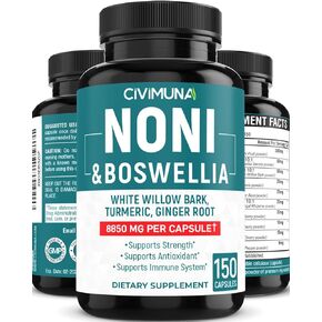 Noni Extract Capsules | 8850mg | 150 Capsules - 5 Months Supply | Noni, Boswellia, White Willow Bark