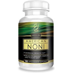 Actif Organic Noni Maximum Strength - 100% Natural Hawaiian Noni, Non-GMO, Made in USA, 100 Count