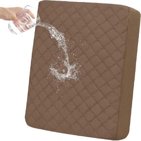 Easy-Going Waterproof Chair Cushion Cover, Non-Slip Leakproof Sofa Seat Cushion Slipcovers, Quilted and Stretch Furniture Protector for Dogs, Pets (1-Piece Chair Cushion, Beige)
