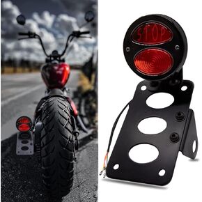 Motorcycle Bobber Custom Side Mount License Plate Frames Brake Tail Light Chrome