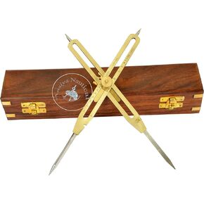 Artist Proportional Scale Divider Drawing Tool Professional 9" Long Solid Brass with Heavy Duty Steel Point with with Wooden Box an