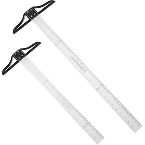 2 Pieces T Square Acrylic Ruler 23.6 Inches and 29.5 Inches Transparent Graduated T-Ruler Inch Metric T-Square Measuring Scale Ruler for Art Framing and Drafting