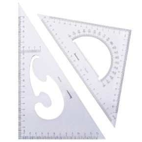 BronaGrand Triangle Ruler Square Set, 30/60 and 45/90 Degrees, Set of 2