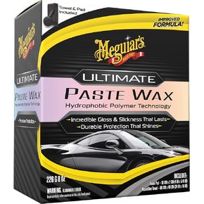 Meguiar's Ultimate Paste Wax - Premium Car Wax for a Deep, Reflective Shine Gloss with Long-Lasting Protection - Easy to Apply and Remove, Microfiber Towel and Applicator Included, 8 Oz Paste