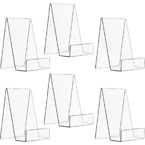 6 Pack Acrylic Book Stand, Clear Book Display Holder, Book Easel Stand for Display Tablets, Album, Postcard, Artworks, Magazines, Notebooks, Textbooks, CDs, etc (6 inch)