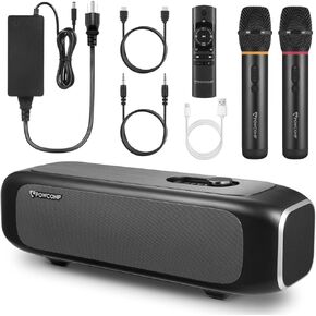 Karaoke Machine with 2 Wireless Microphone, Portable Bluetooth Speaker with PA System for Adults & Kids, Karaoke Singing Machine for TV, Home, Karaoke, Singing Party
