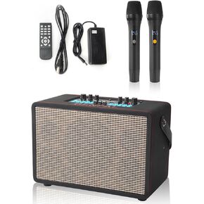 Karaoke Machine with 2 Microphones and Bluetooth, Magic Singing Karaoke System with 6.5" Dual woofers and 2" Dual tweeters, Supports Bluetooth, TF Card, USB, AUX Input, Suitable for Birthday Parties,