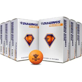 Diawings Max Distance Golf Balls for Maximum Distance, Anti Slice, Low Spin, Straight Shots | Half Dozen X 6, 36 Balls, Bulk | White, Pink, Orange, Yellow