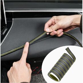 Car Interior Trim Strips, 6.56 FT Flexible Trim DIY Decorative Strip, Leather Auto Gap Fillers Molding Line, Universal Vehicle Interior Decor Seam Strip for Door Dashboard (Black)