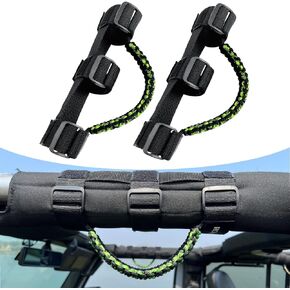 ROMASO Roll Bar Grab Handle for Jeep Wrangler,Grab Handle for Jeep Wrangler YJ JK JL,Paracord Black,Pack of 2