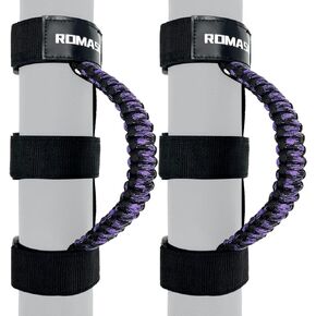 ROMASO Roll Bar Grab Handle for Jeep Wrangler,Grab Handle for Jeep Wrangler YJ JK JL,Paracord Black,Pack of 2