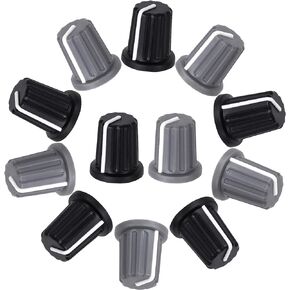 12pcs 6mm D Type Potentiometer Knob, Plastic Guitar Volume Tone Rotary Knob, Bass Control Knob Replacement for Encoder Electric Guitar Speaker Mixer Board-6 Black & 6 Grey