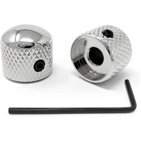 Black Metal Rounded Dome Knobs compatible with Fender Telecaster Guitar and Precision P-Bass (Set of 2) 1/4 Inch Solid Shaft RK60US-BLK