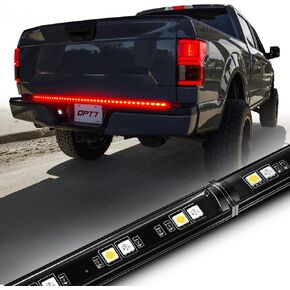 OPT7 48" Redline Parlux Standard LED Tailgate Light Bar w/Red Turn Signal - IP67 Weatherproof Rigid Aluminum Frame Light Strip for Colorado Frontier Ranger - Full Function Reverse Brake Running