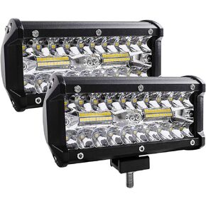Zmoon 7Inch 2PCS Led Light Bar,240W 24000lm Led Fog Driving Lights Off-Road Lights with Spot&Flood Combo Beam,Waterproof Die-casting Aluminum Alloy Shell for Jeep Boat UTV Truck ATV