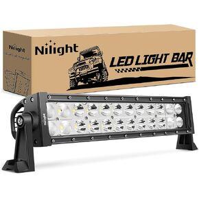 Nilight 13.5Inch 72W Curved Spot Flood Combo Led Light Bar Off Driving RoadFog Light 12V On/Off Switch 16AWG Wiring Harness Kit-1 Lead
