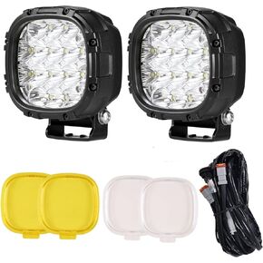 أضواء الطرق الوعرة LED الدائرية من BIGLIONX مقاس 7 بوصة 2 قطعة 210 وات 32000 لومن LED أضواء الطرق الوعرة فائقة السطوع العنبر أضواء الطرق الوعرة بقعة أضواء القيادة مع تسخير الأسلاك IP68 للشاحنات بيك اب ATV UTV SUV in Kuwait