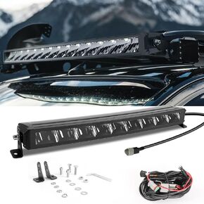 CO LIGHT 20 Inch Curved Single Row LED Light Bar - 90W 10000 Lumens 6000K White Green Ambient Light Wiring Harness - Ideal for 12V Truck Off-Road Vehicles ATV and Marine