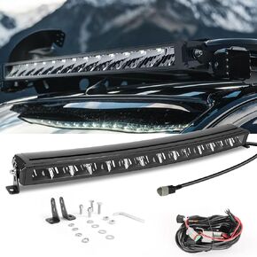 CO LIGHT 20 Inch Curved Single Row LED Light Bar - 90W 10000 Lumens 6000K White Green Ambient Light Wiring Harness - Ideal for 12V Truck Off-Road Vehicles ATV and Marine