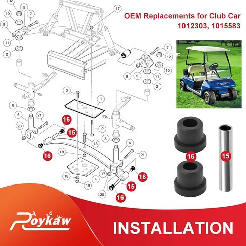 مجموعة جلبة وأكمام زنبركية لعربة الجولف من Roykaw لطرازات EZGO TXT/Medalist 1994-up & Club Car DS 1976-up تحل محل OEM # 70291G01، 70289G02، 1012303، 1015583 in Saudi Arabia
