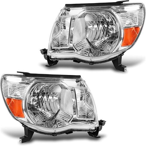 مجموعة المصابيح الأمامية DWVO متوافقة مع 2005 2006 2007 2008 2009 2010 2011 Tacoma Pickup Truck OE Style استبدال غطاء الكروم مع عاكس كهرماني in Saudi Arabia