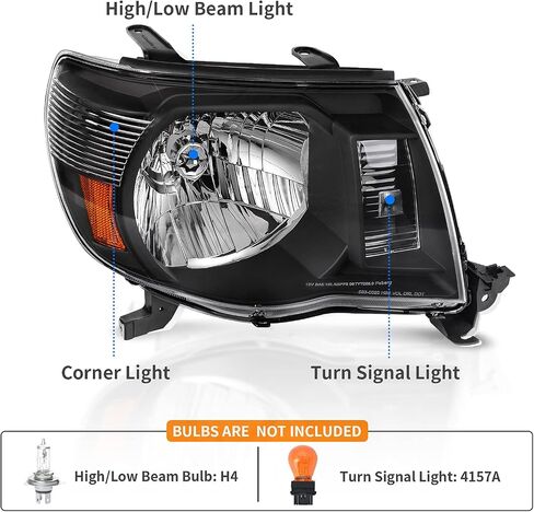 مجموعة المصابيح الأمامية DWVO متوافقة مع 2005 2006 2007 2008 2009 2010 2011 Tacoma Pickup Truck OE Style استبدال غطاء الكروم مع عاكس كهرماني in Saudi Arabia