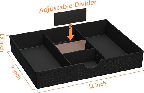 CAXXA 2 Pack 3 Slot Drawer Organizer with Two Adjustable Dividers - Junk Drawer Storage for Office Desk Supplies and Accessories, Black (2 Pack) in Saudi Arabia
