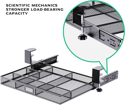 Verponity【Super Large Under Desk Drawer Storage 2 Layers, Hideable Sliding Rail Desk Organizers and Accessories Clamp-On,Mesh Metal Desk Organizer Slide out No Drills No Adhesive Installation… in Kuwait